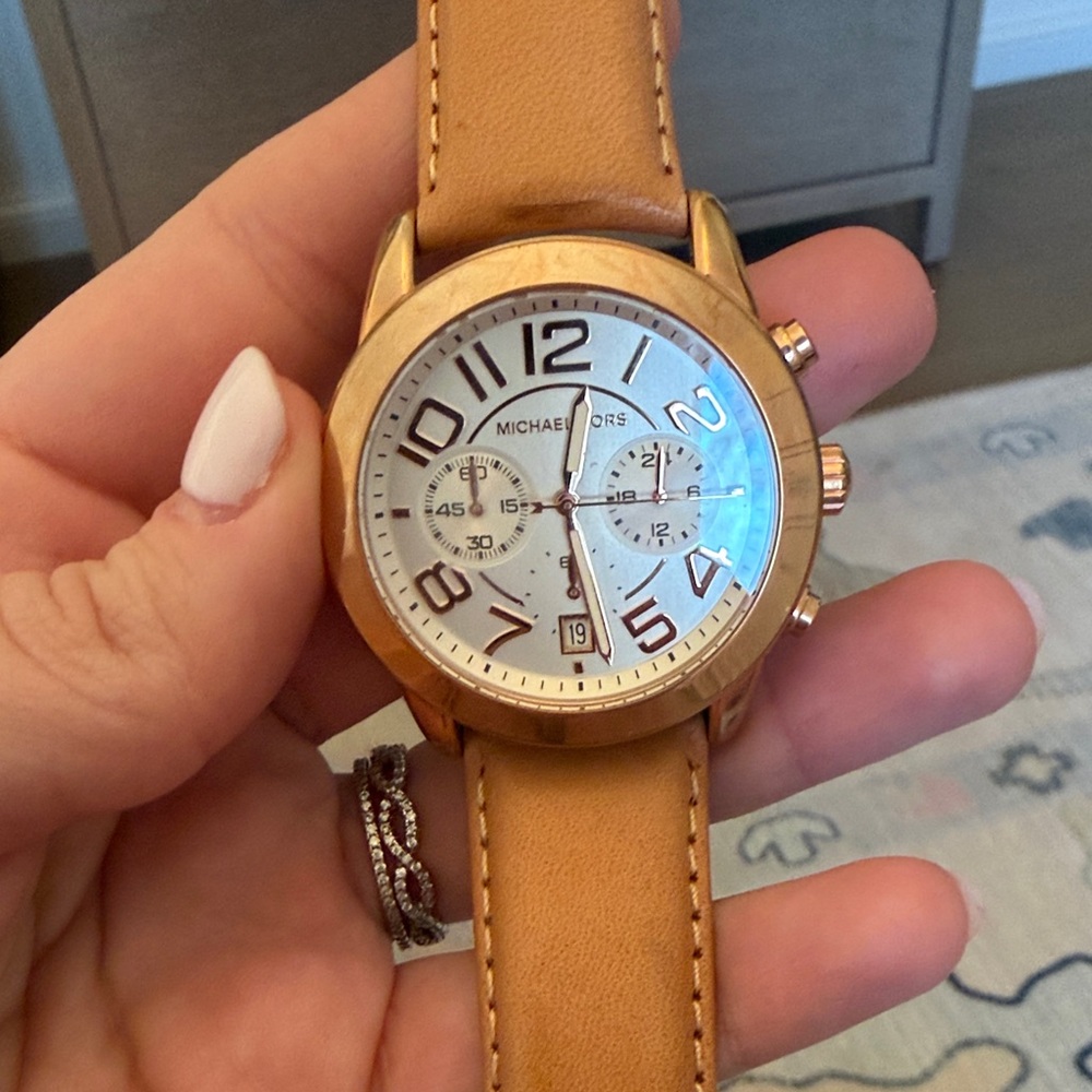 Michael Kors Gold and Tan Chronograph Watch